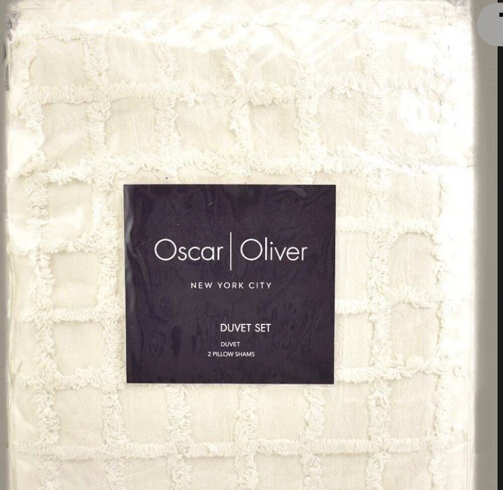 Oscar Oliver New York Cameron Cotton KING Duvet Cover & Pillowshams Set White